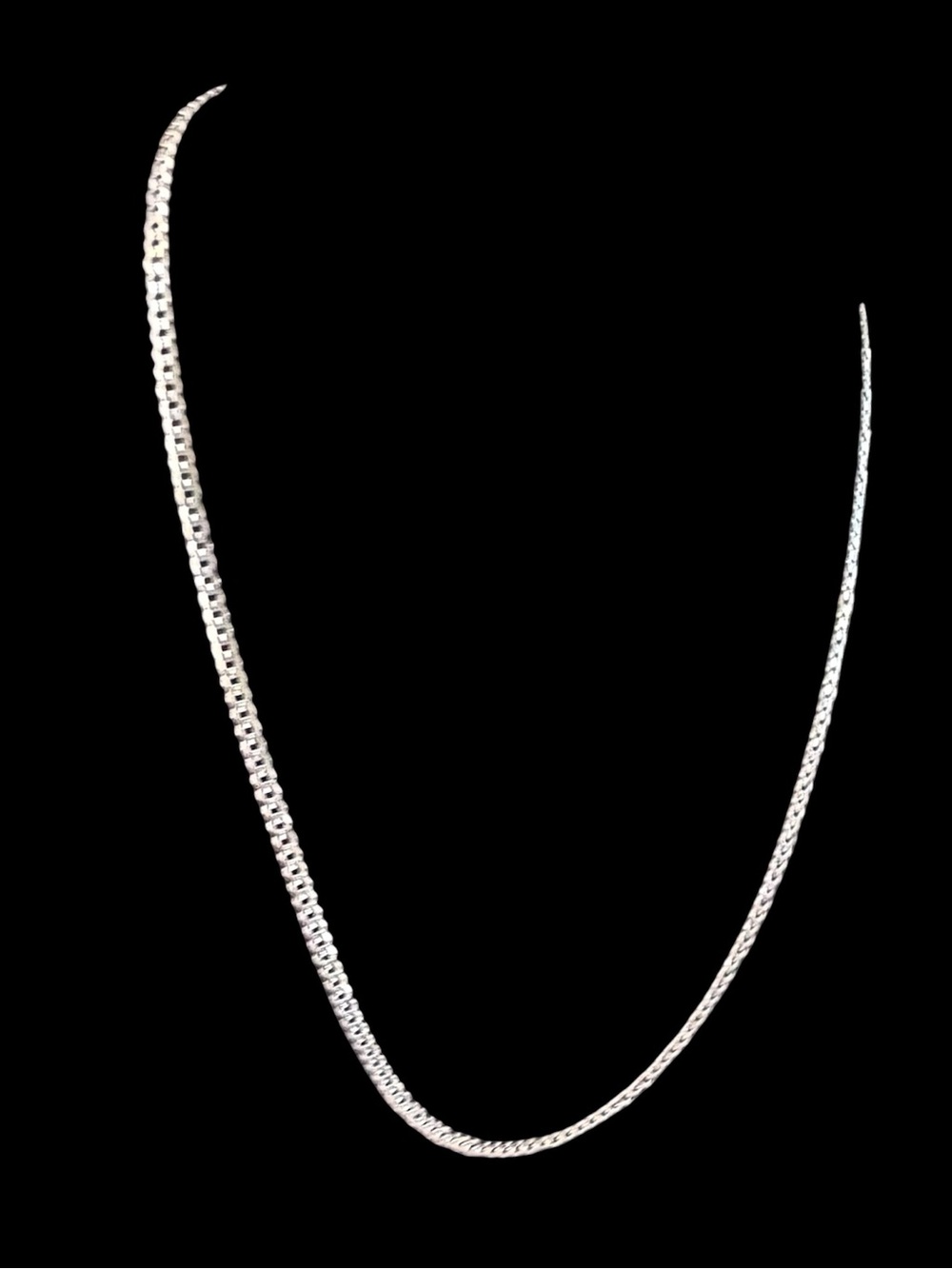 925 Sterling Silver diamond-cut curb link Necklace 20” Made in Italy